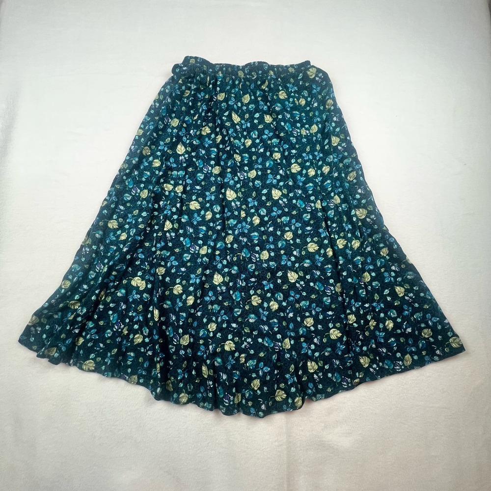 Liz Baker Essentials Petite Medium Rayon Leaf Print Midi Skirt